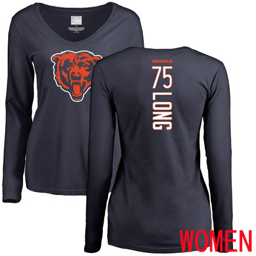 Chicago Bears Navy Blue Women Kyle Long Backer NFL Football #75 Long Sleeve T Shirt->nfl t-shirts->Sports Accessory